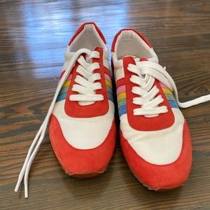 Red and white Boden sneakers